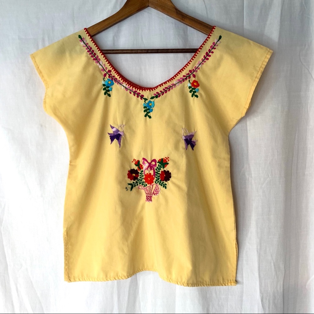 Authentic Mexican Embroidered Yellow Top